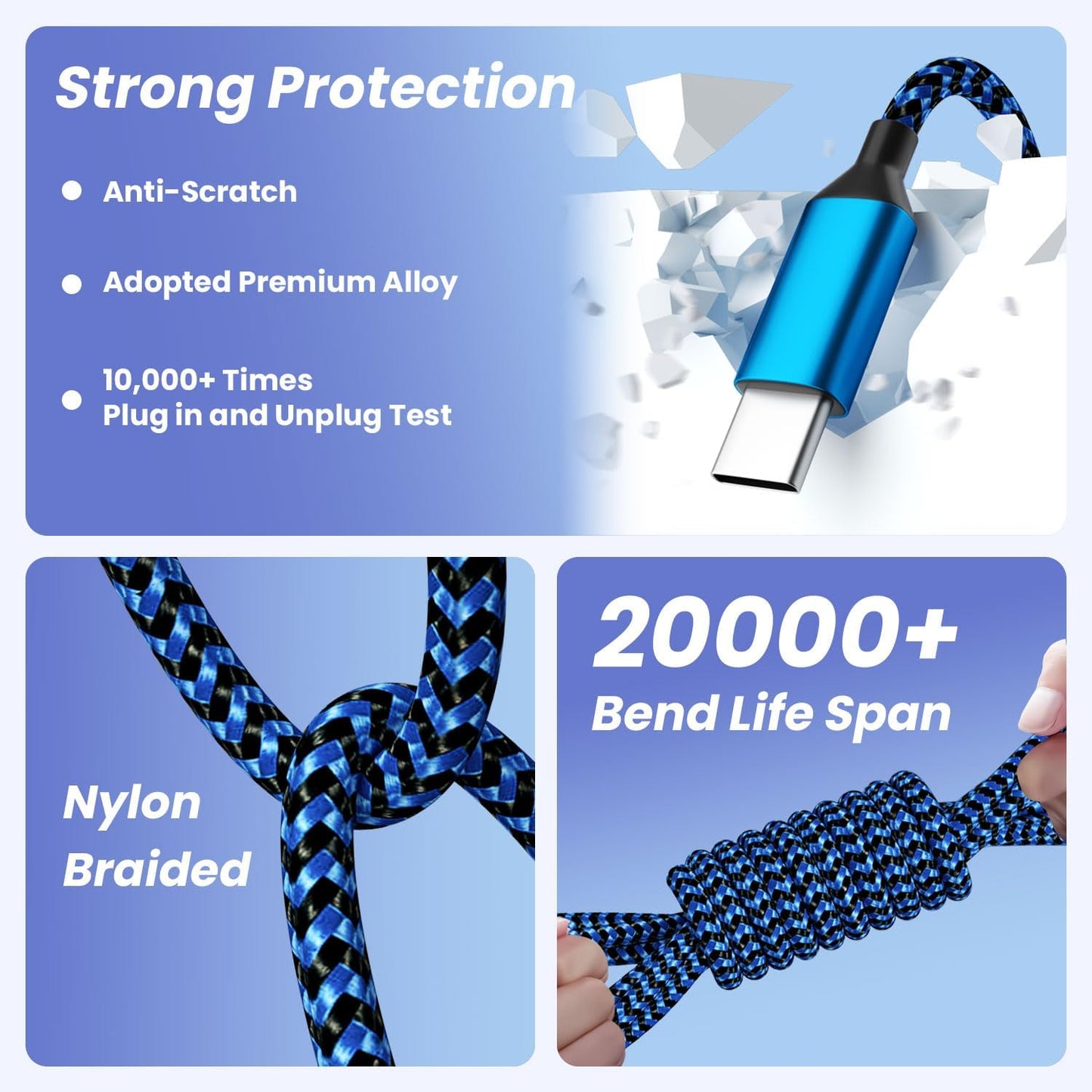 Multi Charging Cable(3Pack 4FT), 3 in 1 Charging Cable for Multiple Devices, USB-A Multi Charger Cord with Type-C, Micro USB and IP Port for iPhone 16/15/14/13/iPad/Android/Tablets and More