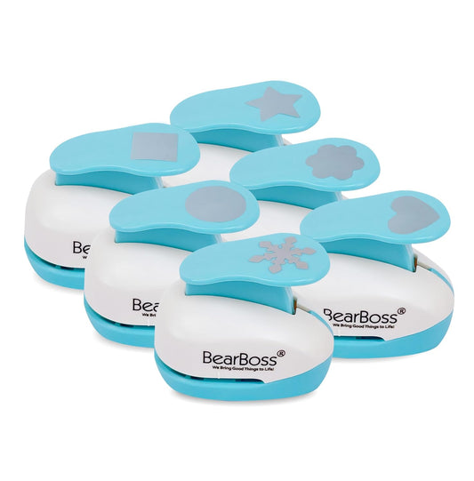 BearBoss 6 Craft Hole Punch Shapes 1 Inch Paper Punches for Crafting Handmade Scrapbooking Punches Mix Shapes Designs for Kindergarten Teacher Office Supplies Kids
