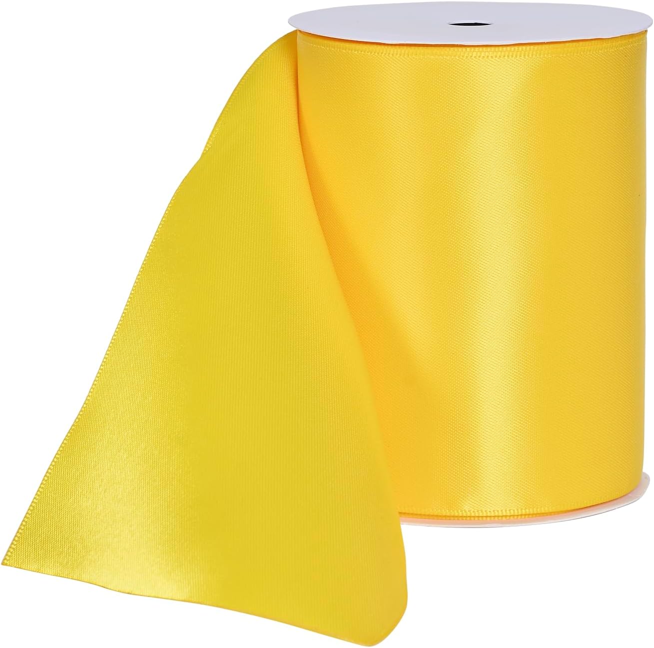 YAMA Yellow Double Faced Satin Ribbon, 4 Inch 5 Yards, Great for Crafts Bows Flower Bouquet Wedding Home Decor Gift Wrapping