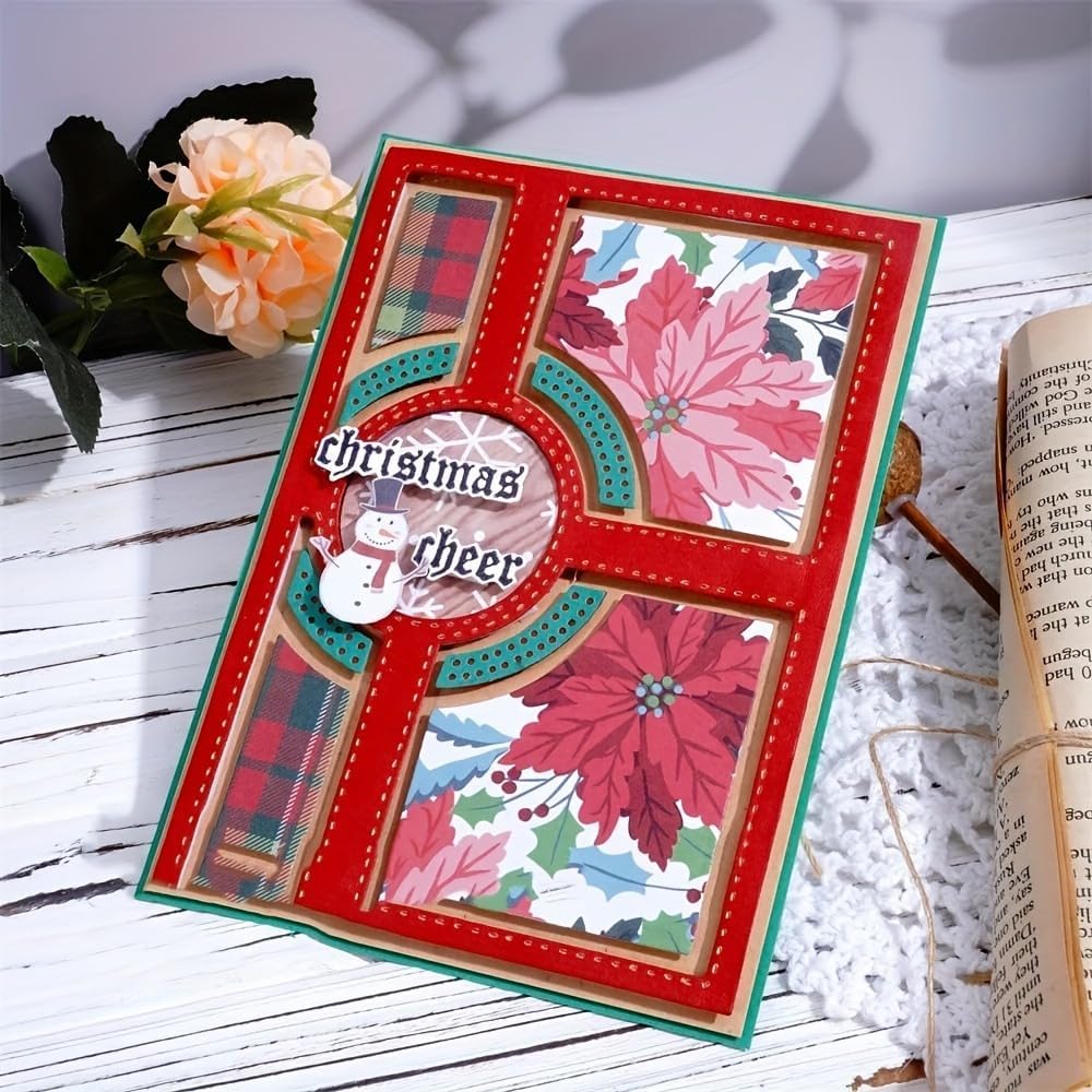 Lapoo Flowers Metal Cutting Die for Scrapbooking - Durable, Cut Stencils for DIY Scrapbook Photo Album Decorative Paper Card, Card Making Supplies (Cross Frame 5.6 x 3.9 in)