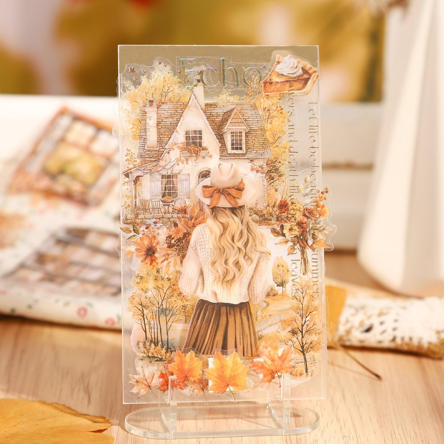 Seasons Journey Pre-Cut PET Sticker Set, 80 Sheets of Seasonal Travel-Themed Stickers for Scrapbooking, Journaling, DIY Crafts, and Junk Journal Ephemera