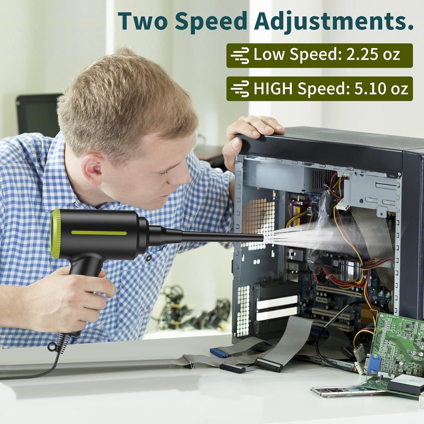 DOROBEEN Compressed Electric Air Blower, Handheld 500W 40000RPM Powerful Cored Air Duster for Computer Keyboard Electronics Cleaning