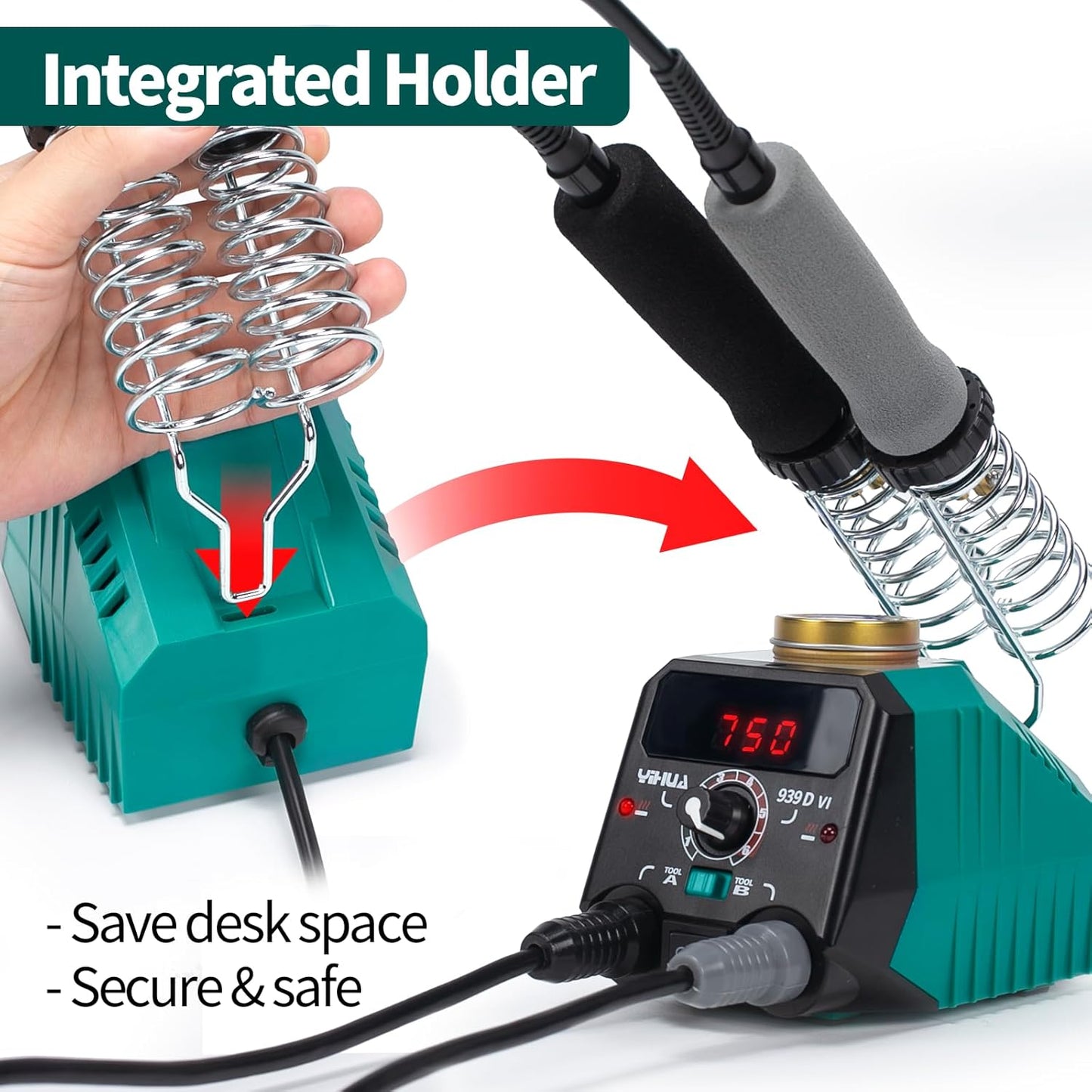 YIHUA 939D-VI Dual Pen Wood Burning Kit with Digital Display with 20 Wire Nibs, Detachable Wood Burning Pen, 2 Wood Pieces, Tweezers Used as Wood Burning Tool