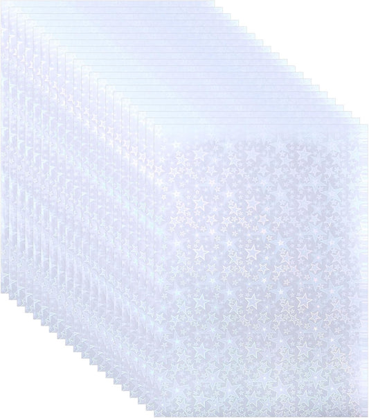 PATIKIL 11.7x8.3" Holographic Sticker Paper, 20Sheets A4 Polypropylene Self-Adhesive Transparent Waterproof Laminate Overlay Film for Photo Cards Scrapbook Decorations, Pentagram