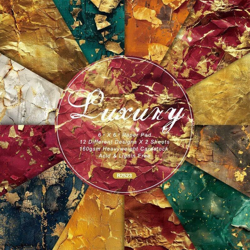 Autumn Scrapbook Paper 6×6,24 Sheets Single-Sided Fall Gold Patterned Paper Scrapbooking CardStock Papers Pad for Holiday Cardmaking DIY Origami Journaling Papers.