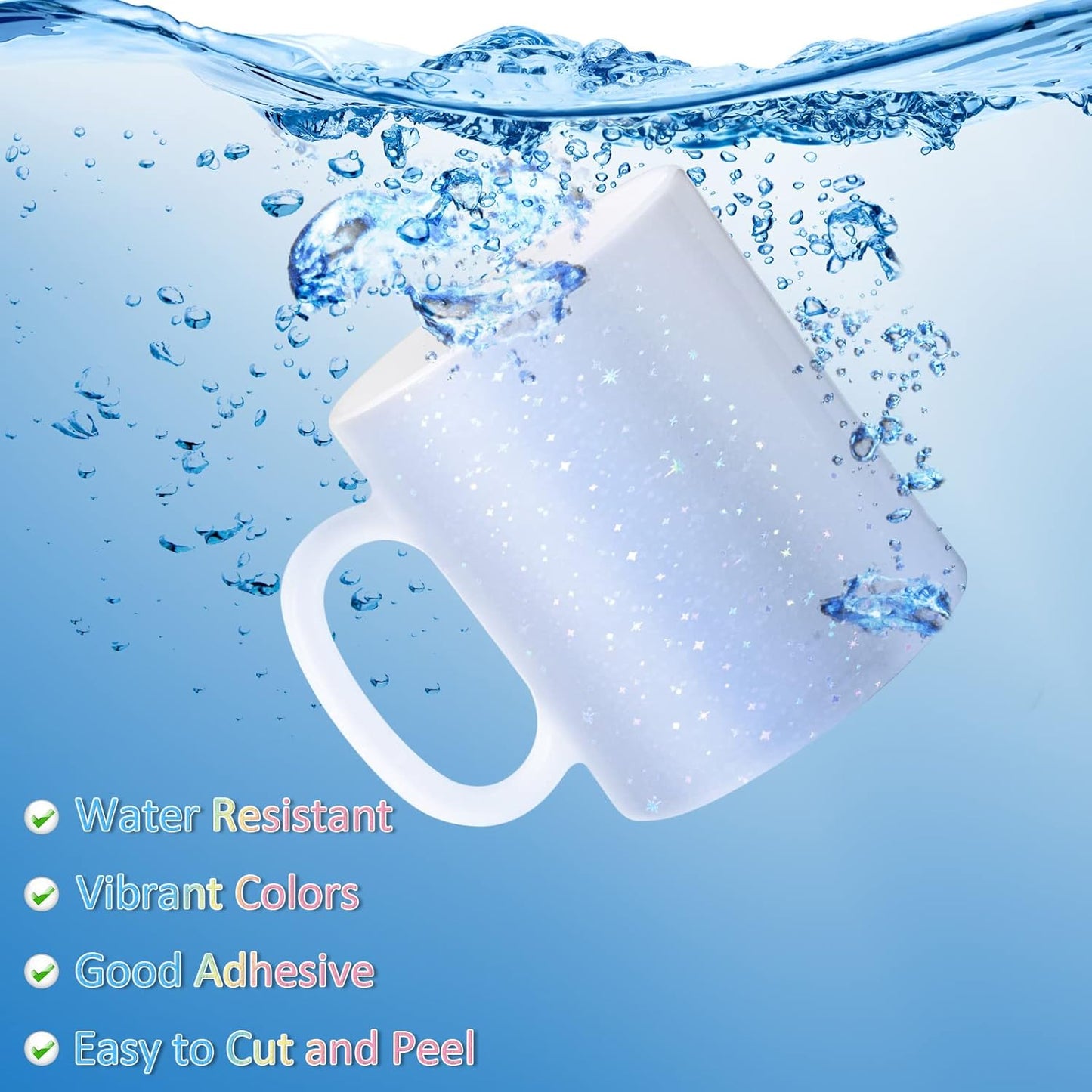 108 Sheets Holographic Sticker Paper Clear A4 Vinyl Sticker Laminate Sheets Adhesive Holographic Overlay Waterproof Transparent Film with Gem, Colorful, Dot, Star, 11.7 x 8.3 Inch