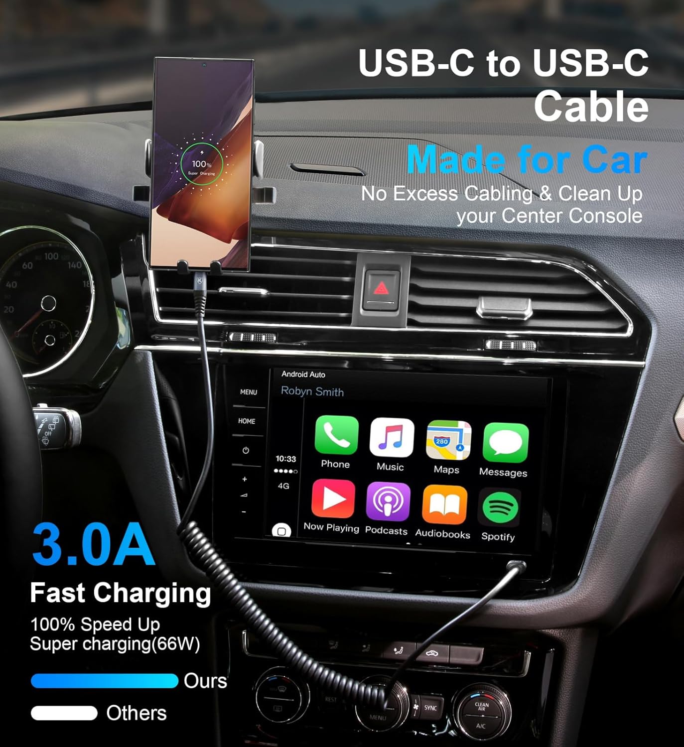 USB C to USB C Cable 6ft, 2Pack Coiled USB C Charger Cable Car, Type C Fast Charging for Cable for iPhone 17/16/15/Plus/Pro/Pro Max/MacBook Pro 2020/iPad Pro 2020/iPad Air 4/Samsung Galaxy S23