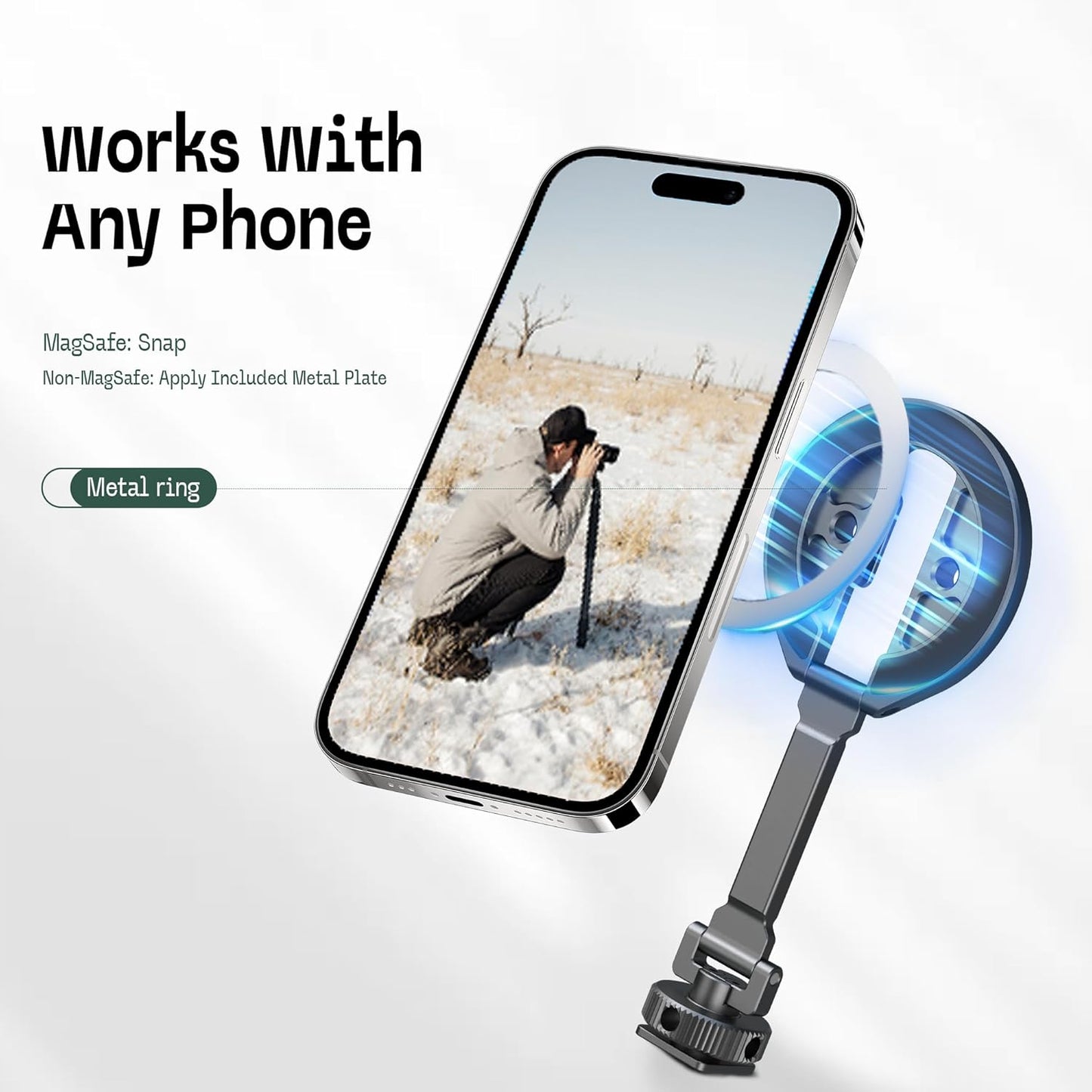 FANAUE MS-06 Magnetic Cold Shoe Mount | 360° Rotatable & Foldable | Aluminum Alloy Strong Magnetic Attachment | for Cameras, Phones, Microphones, and Photography Accessories