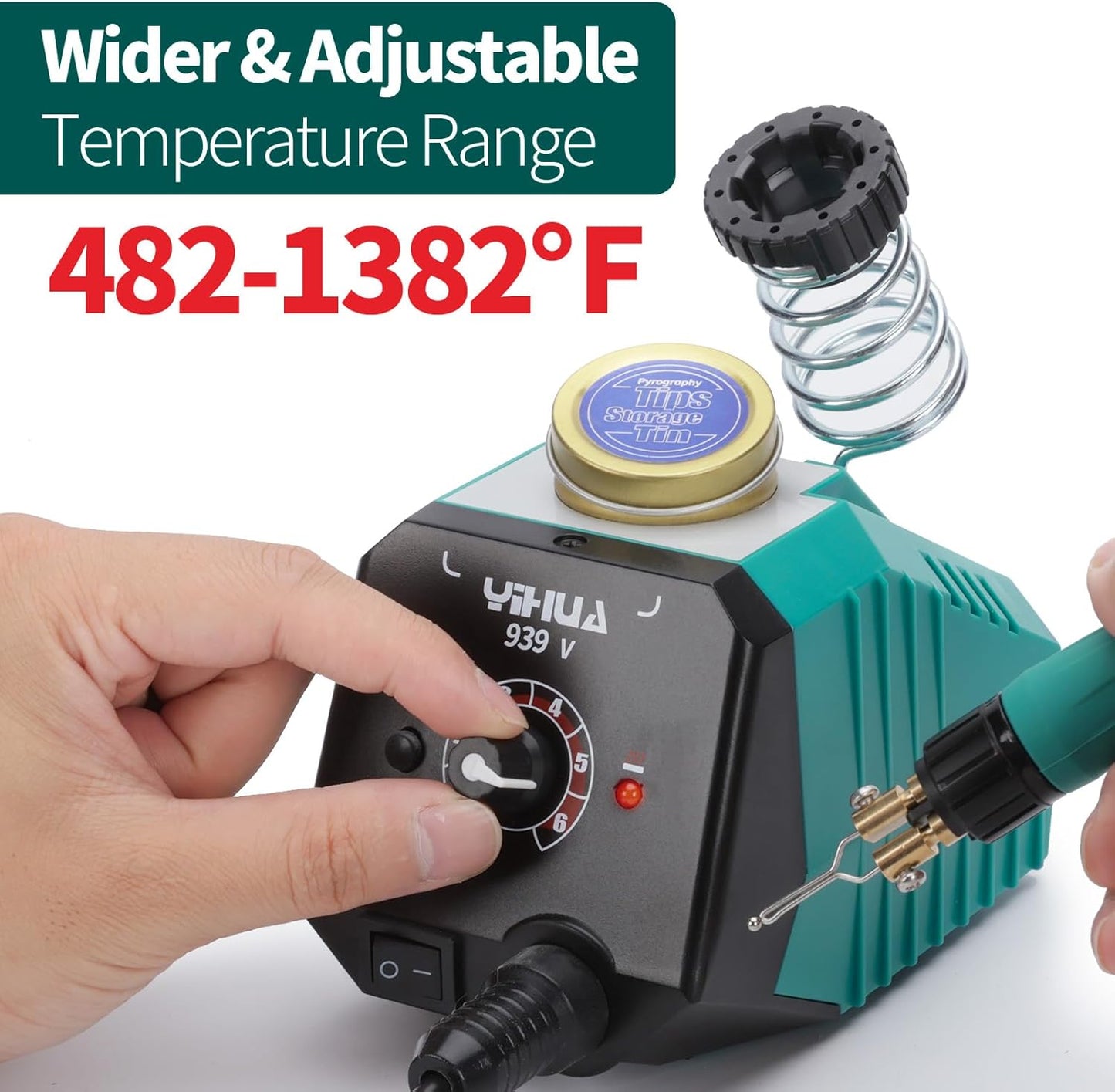 YIHUA 939-V Wood Burning Pen Wood Burning Kit with 23 Wire Nibs, Detachable Wood Burning Pen, 6 Wood Pieces, 6 Stencils, Tweezers Used as Wood Burning Tool