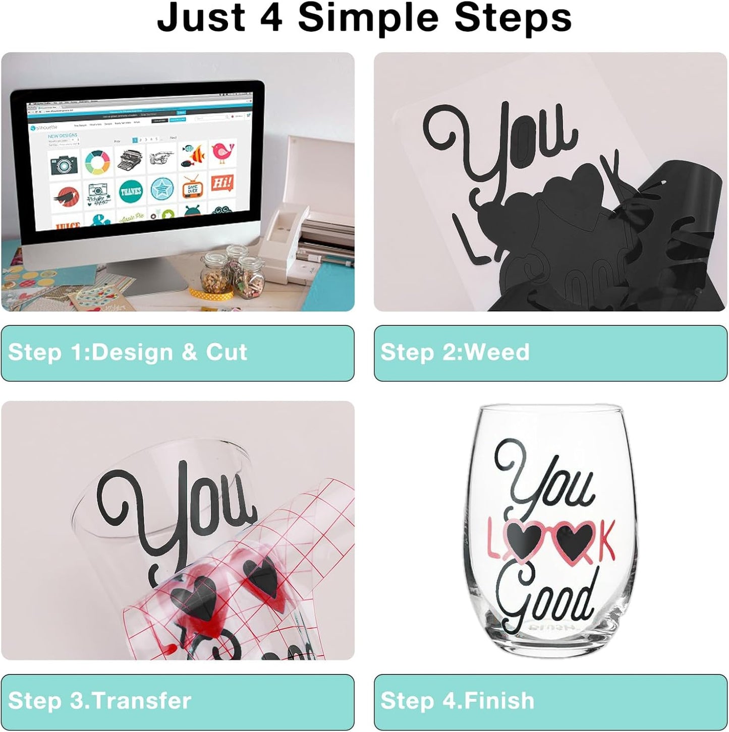 HTVRONT Black & White Permanent Vinyl for Cutting Machine - 14 Pack 12" X 12" Glossy Adhesive Vinyl, Permanent Vinyl Sheets for Craft Projects, Permanent Adhesive Vinyl, Silhouette Cameo