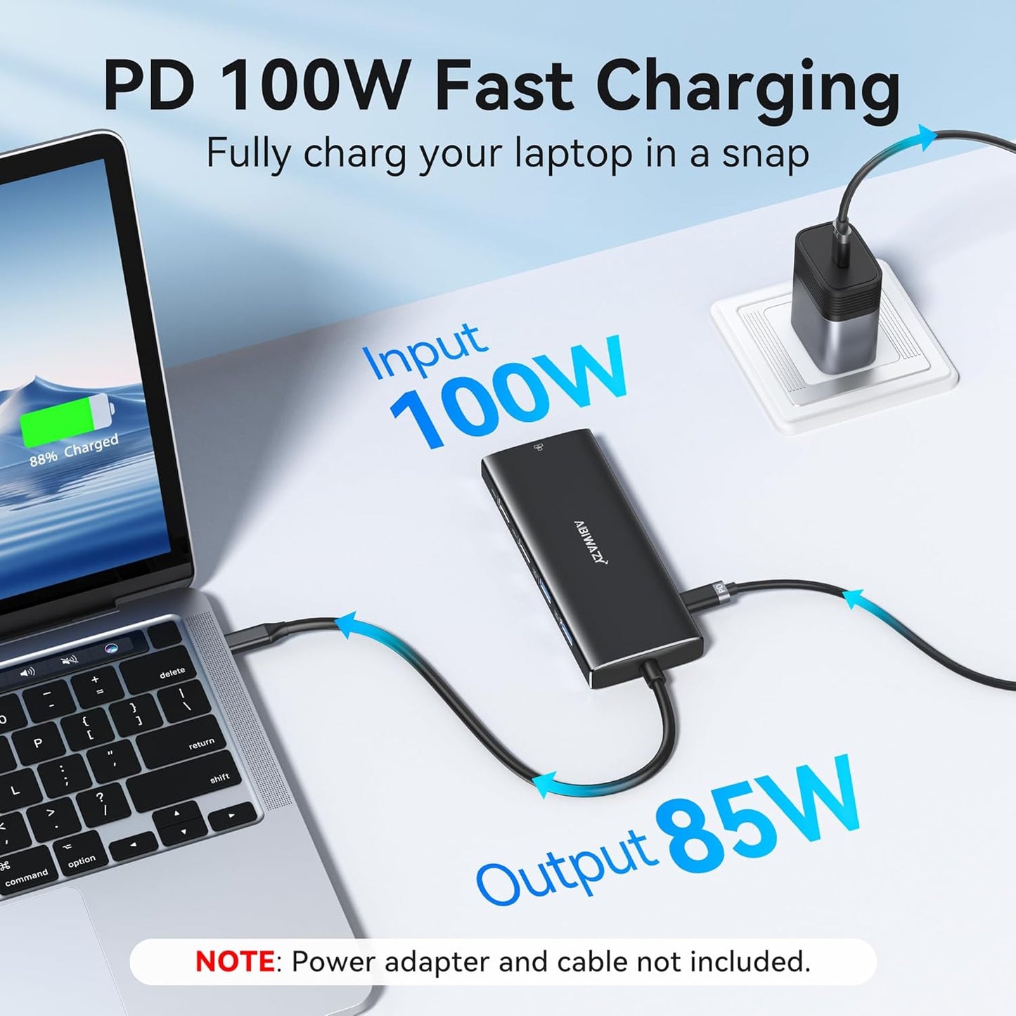 ABIWAZY USB C Hub Multiport Adapter, 10 in 1 USBC to Ethernet Adapter with 4K HDMI, Ethernet Gigabit, 100W PD, USB-C Data Port and SD/TF Slot for MacBook Pro/Air, Dell XPS, iPad Pro, Galaxy (Black)