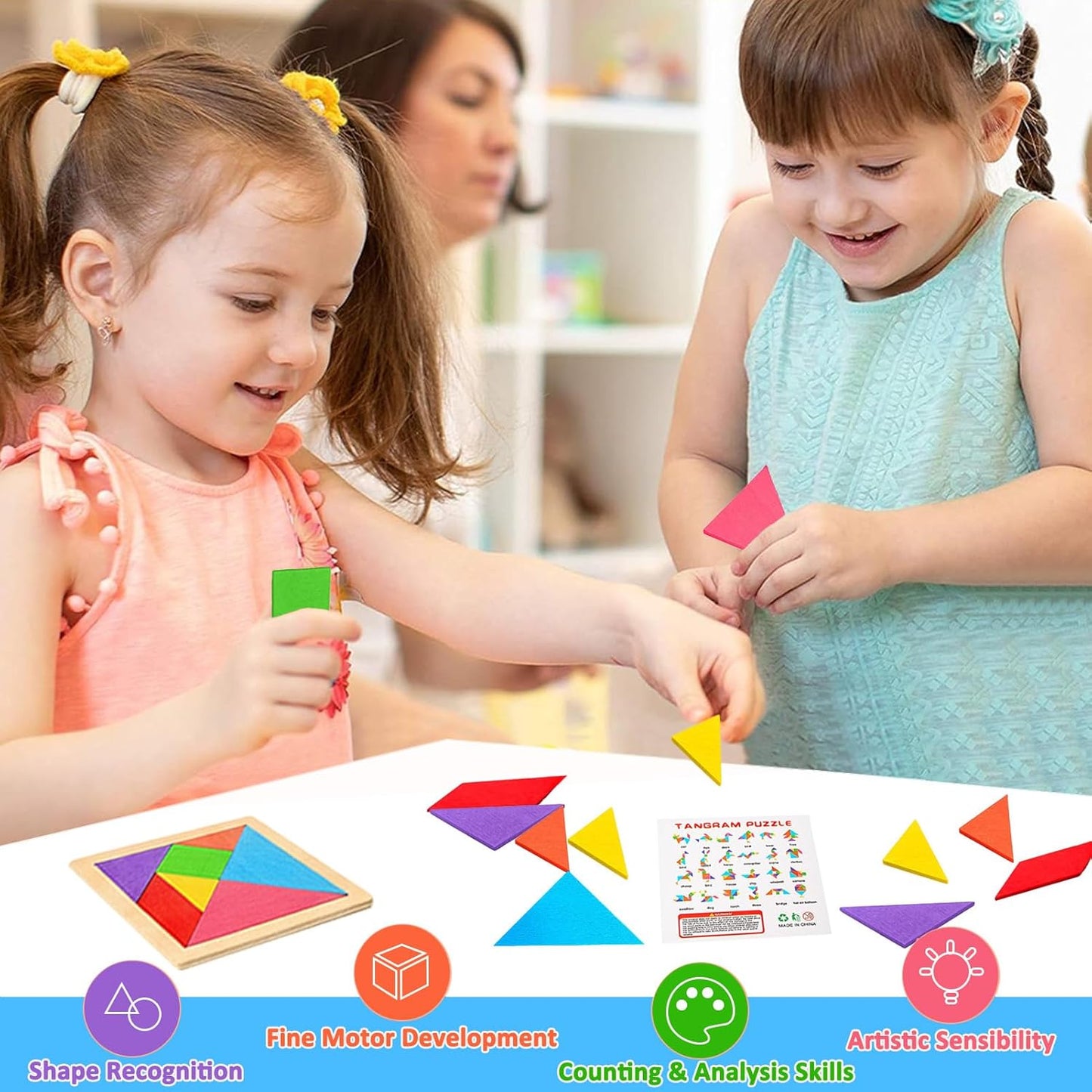 30 Pack Tangram Puzzle Wooden Kids Party Favors, Goodie Bags Stuffers for Kids, Return Gifts for Birthday Party, Classroom Prizes Rewards Bulk Gifts for Students