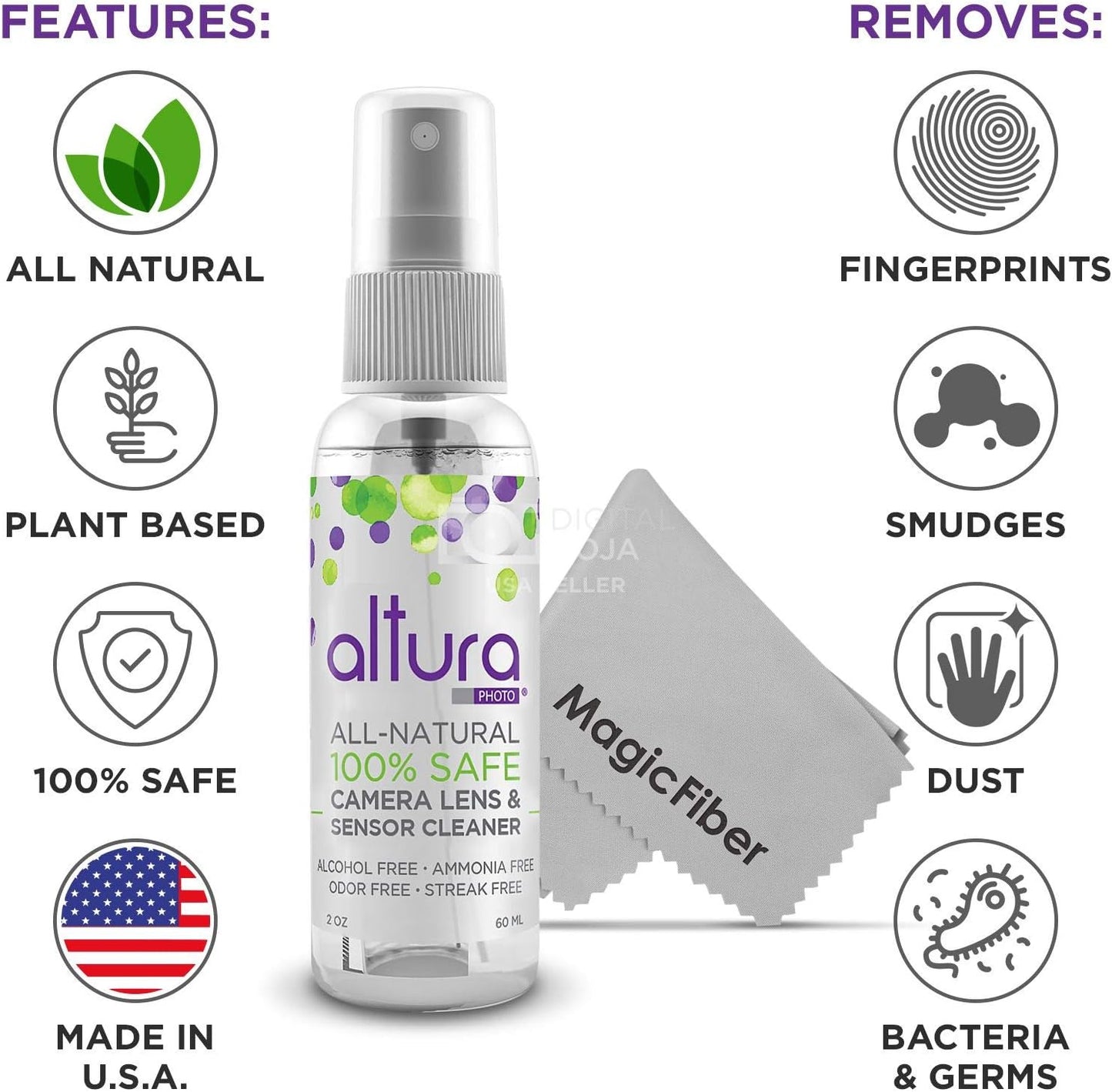 Altura Photo Professional Camera Cleaning Kit for Full Frame DSLR & Mirrorless Cameras - Lens and Sensor Cleaner - Includes Case, Spray, Swabs, Blower, Brush, Tissue Paper