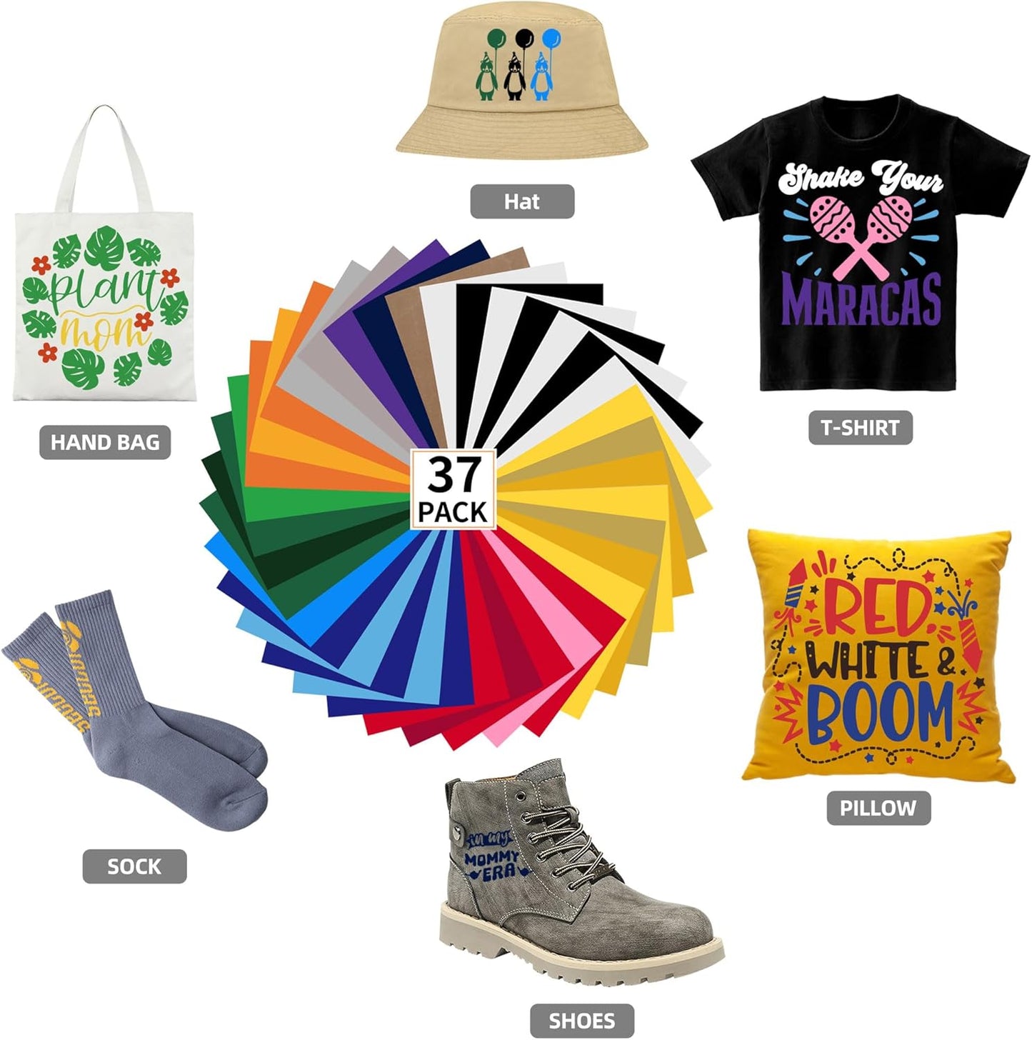 guangyintong HTV Heat Transfer Vinyl Bundle: 36 Pack 12" x 10" Iron on Vinyl for T-Shirt, 20 Assorted Colors Matte HTV Vinyl for All Cutting Machine Easy to Cut &Weed