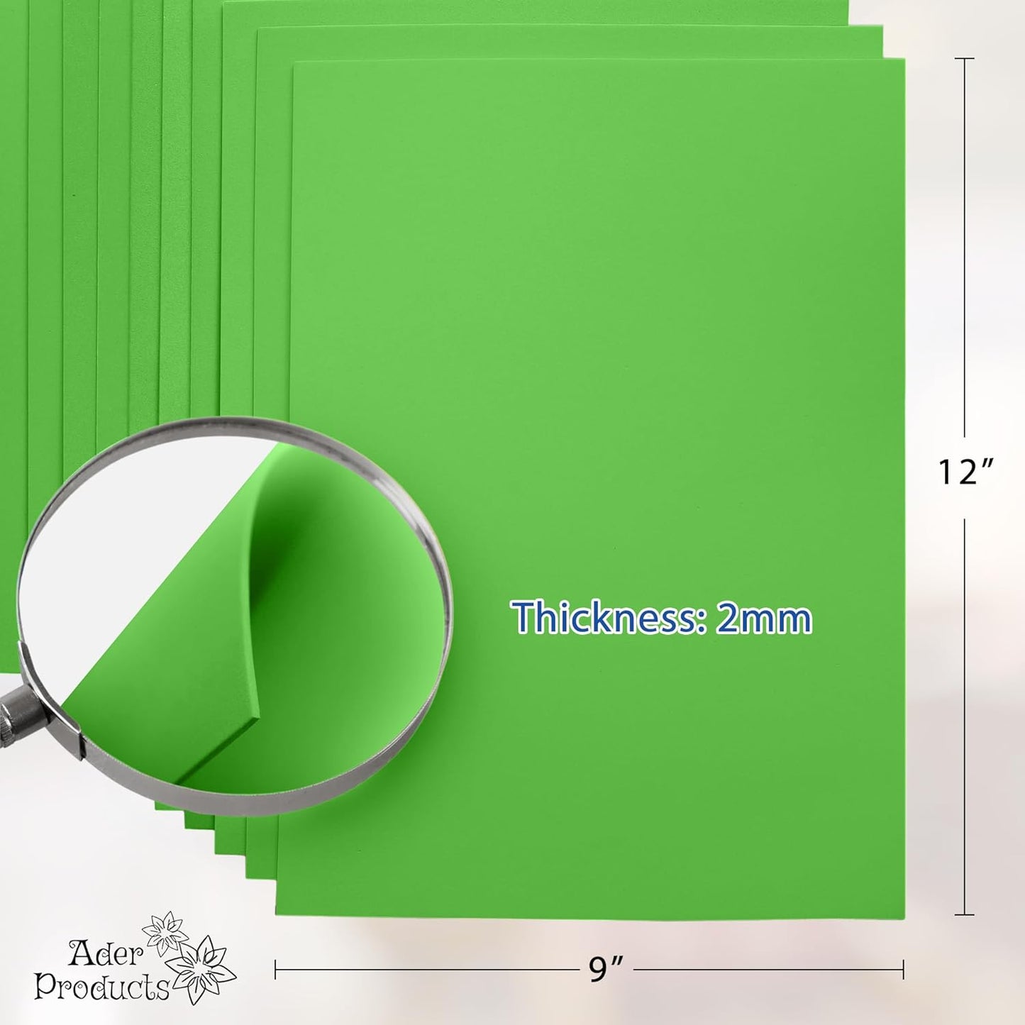 Light Green EVA Foam Sheets for Crafts, 9 x 12 Inch, 2mm Thickness, 15 Pack – Ideal for DIY Arts and Crafts, Foam Paper for Kids, Cosplay and Costumes