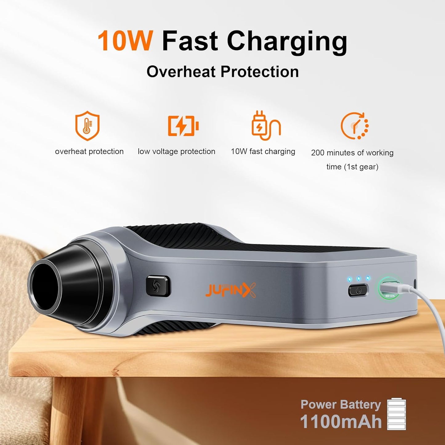 Electric Air Duster - 130000RPM Compressed Air Duster with Brushless Motor,3-Gear Speeds - Air Duster, 4pcs Nozzles - Mini Blower for Keyboard,Car,PC,Home Cleaning