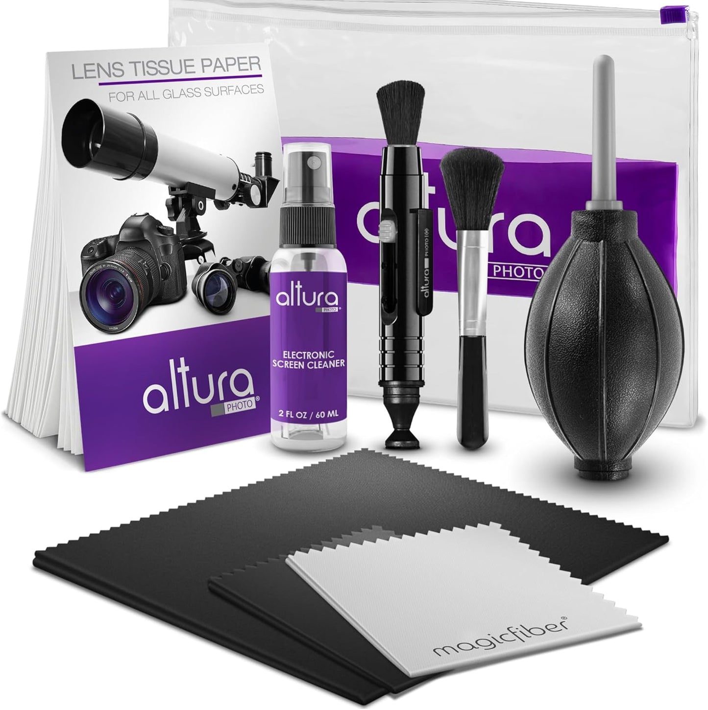 Altura Photo Camera Cleaning Kit - Camera Accessories Electronics Bundle - Lens Cleaner Spray, Brush, Pen, Cloths, Wipes, Air Blower - DSLR Photography Accessories Lens Cleaning Kit Photographer Gifts