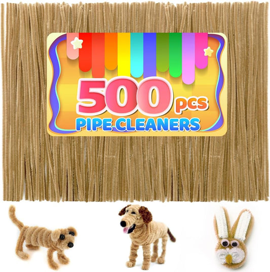 Iooleem 500pcs Light Brown Pipe Cleaners, Chenille Stems, Pipe Cleaners for Crafts, Pipe Cleaner Crafts, Art and Craft Supplies.