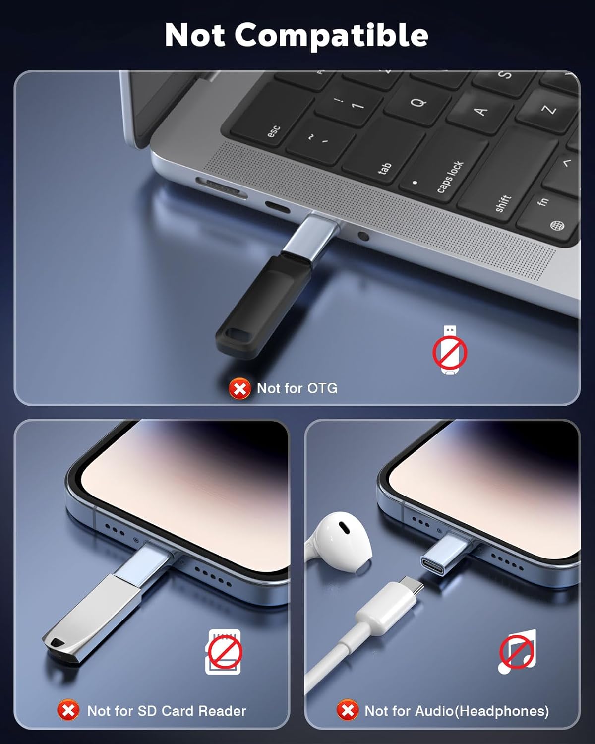 MoKo USB C to Lightning Adapter 4 Pack, Not for Audio/OTG, Lightning Male to USB C Female Adapter for iPhone 14/13/12/11/X Series, iPad/AirPods, Charging & Data Sync, with Anti-Lost Loop, Gray