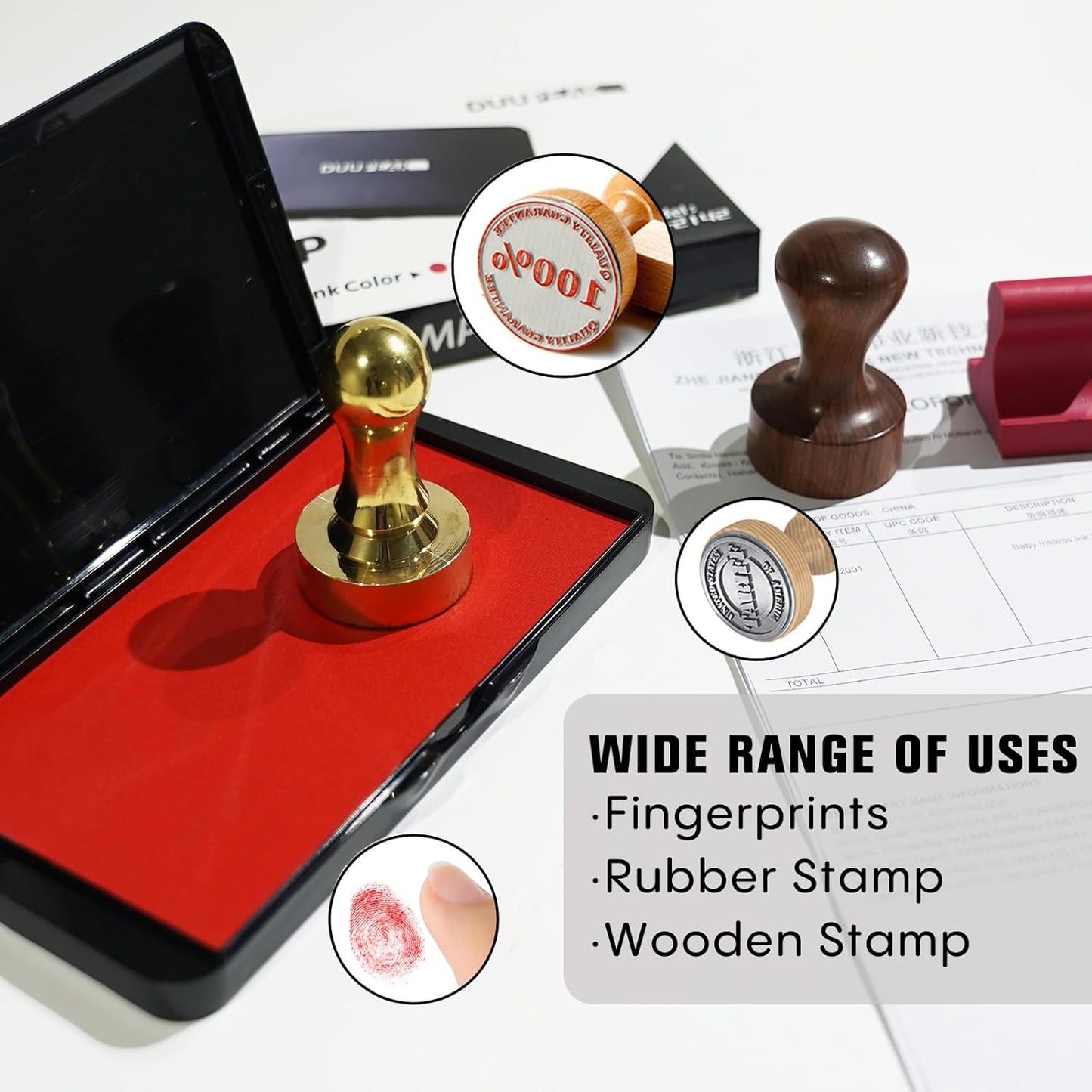 Large Ink Pad for Stamps, 6.14"×3.38" Stamp Pad, Ink Pad for Office, Notarization, and Rubber Stamps (Red