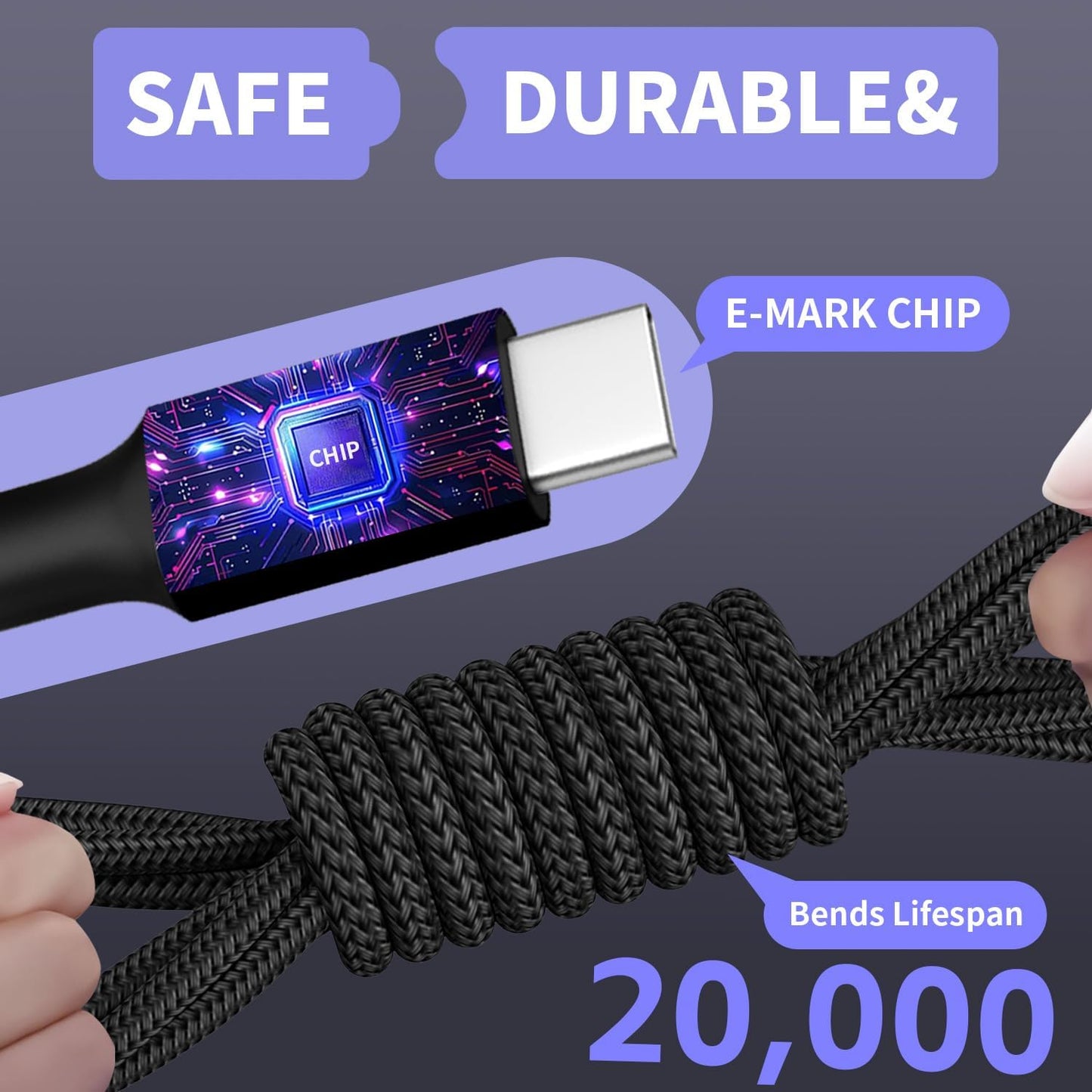 Travel Essentials, Dual Type-C 4 in 1 Multi Charging Cable for Multiple Devices, USB Cables Universal Phone Charger Cord with IP/Micro/2 USB-C Port for iPhone17/16/15/14, Android Tablet Pad, 2Pack 5FT