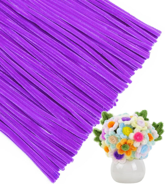 IOOLEEM Pipe Cleaners, 200pcs Purle Violet, Flower Making Arts and Craft Supplies, Ideas for Art Project Activity.
