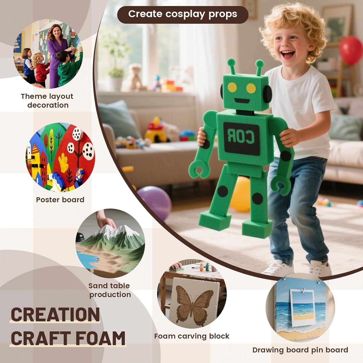 Gvereld High Density XPS Foam Board, 2 Pack 11.7x11.7X 2in Polystyrene Craft Foam Sheets, Rigid and Easy to Shape,DIY Modeling Art Projects, Party Decoration, Cosplay Prop Production, Heat Insulation