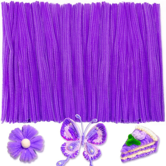 Iooleem 200pcs Purple Pipe Cleaners, Chenille Stems, DIY Crafts, Art and Craft Supplies.