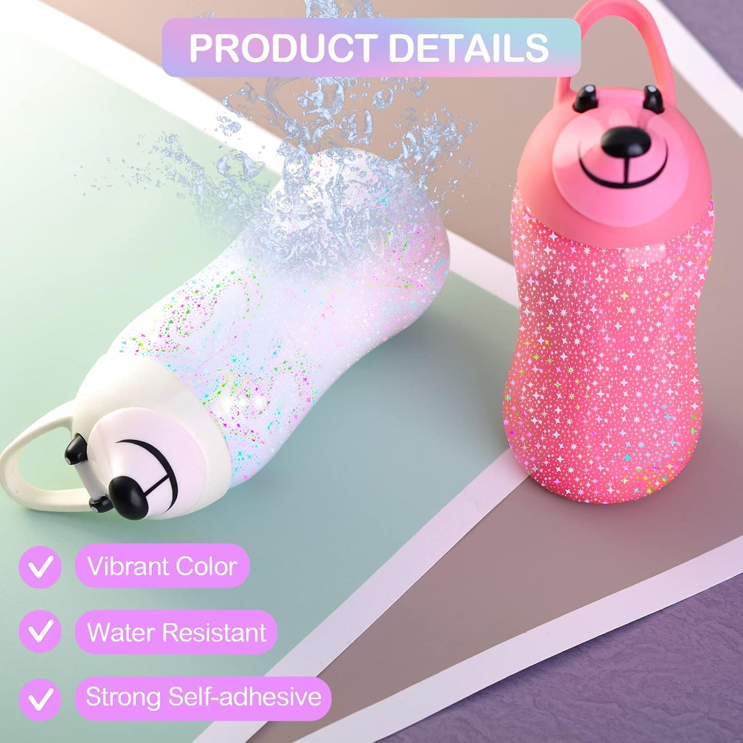 36 Sheets Holographic Sticker Paper Transparent Holographic Laminate Sheets Self Adhesive Glitter Film Laminating Sheets Clear Waterproof Vinyl Overlay for DIY Crafts, 8.5 x 11 inch Star Pattern