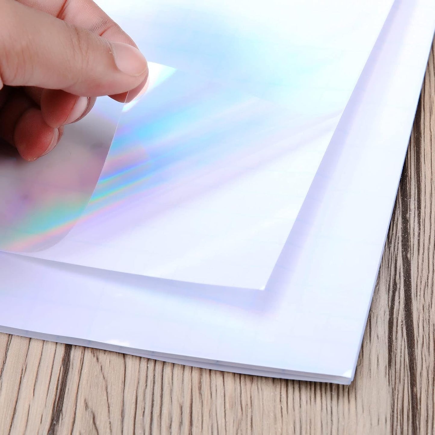 Outus 24 Sheets Holographic Sticker Paper Holographic Laminate Sheets Transparent Overlay Lamination Sticker Self Adhesive Vinyl Film A4 Size, 8.25 x 11.7 Inches(Laser Style)