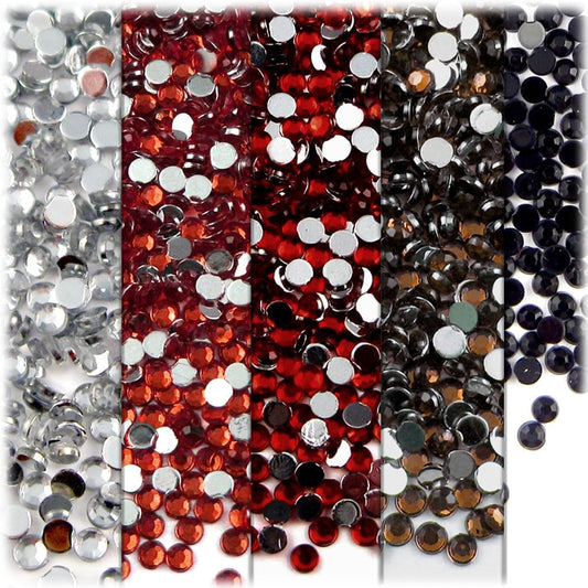 The Crafts Outlet 5-PK Set (7,200-Piece), Round 3mm Rhinestones, Flatback, Red Tones