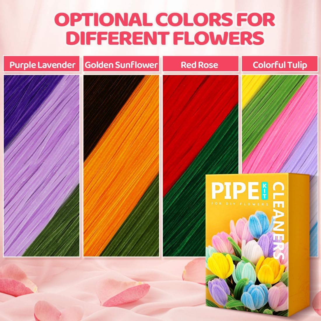 IOOLEEM Pipe Cleaners, 480pcs Purple Lavenders, Flower Making Kit, Arts and Craft Supplies, Ideas for Art Project Activity.