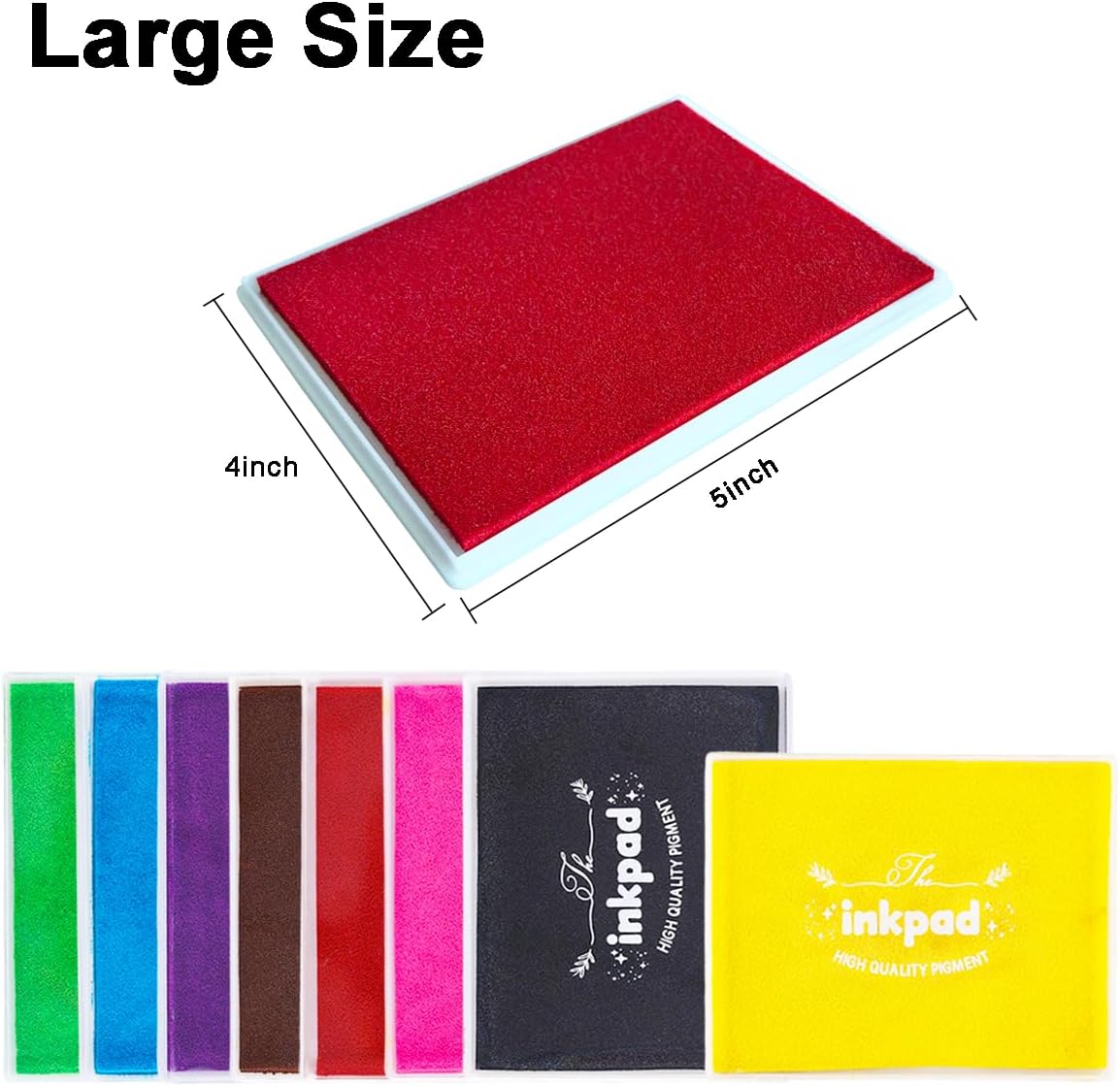 GTLZLZ Large Ink Pad for Rubber Stamps, 5" x 4" Washable Craft Stamp Pad for Kids, Fingerprint Ink Pad for Paper, Scrapbooking, Wood Fabric (Wine RED)