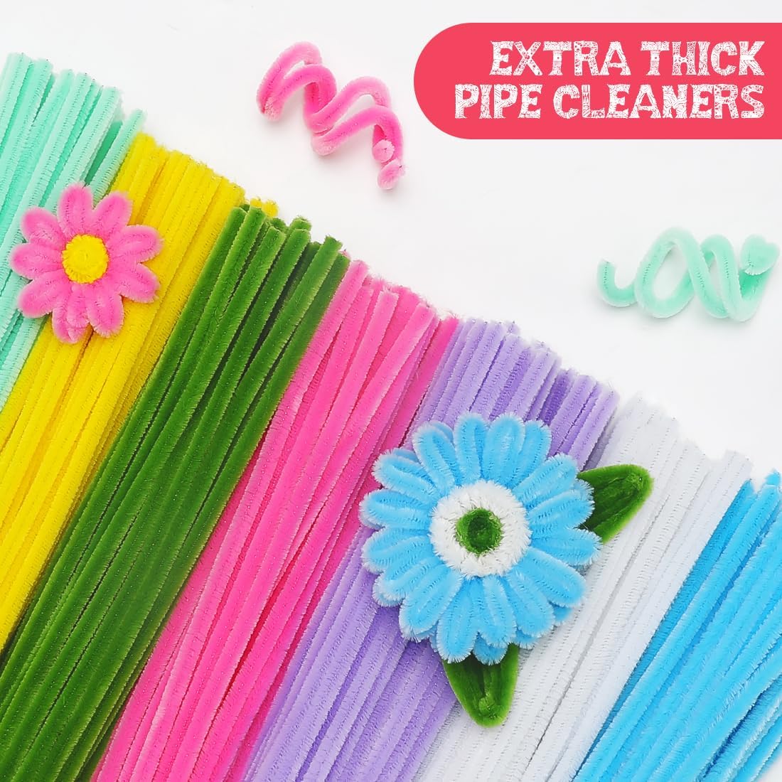 IOOLEEM Pipe Cleaners, 480pcs Multi-Colored, Flower Making Kit, Arts and Craft Supplies, Ideas for Art Project Activity.