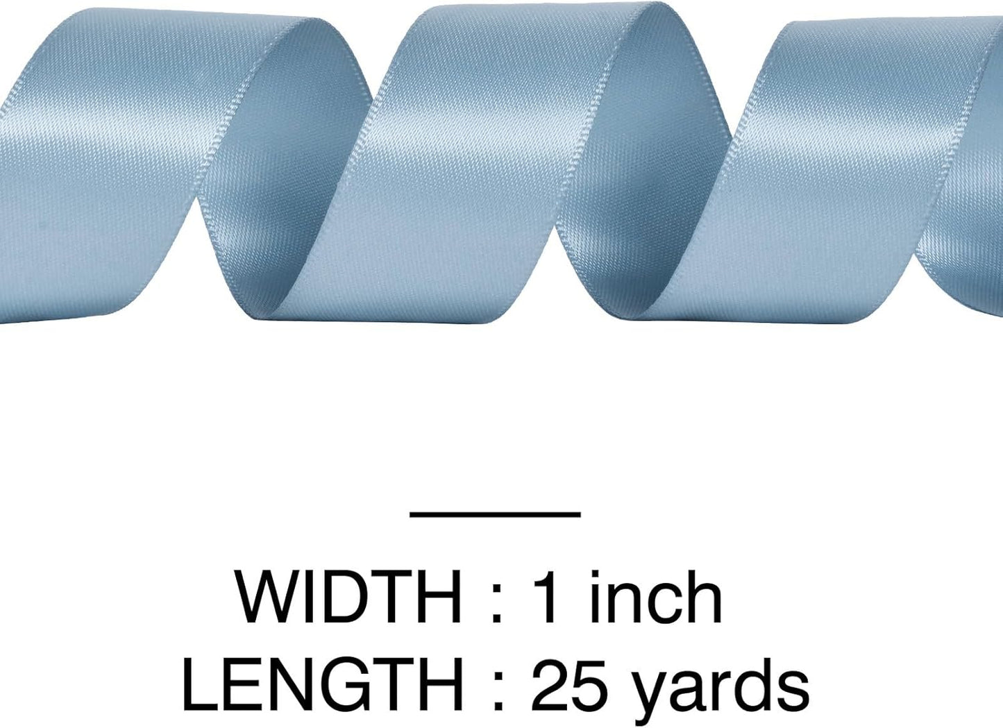 YAMA Dusty Blue Double Faced Satin Ribbon, 1 Inch 25 Yards, Great for Crafts Bows Flower Bouquet Wedding Home Decor Gift Wrapping