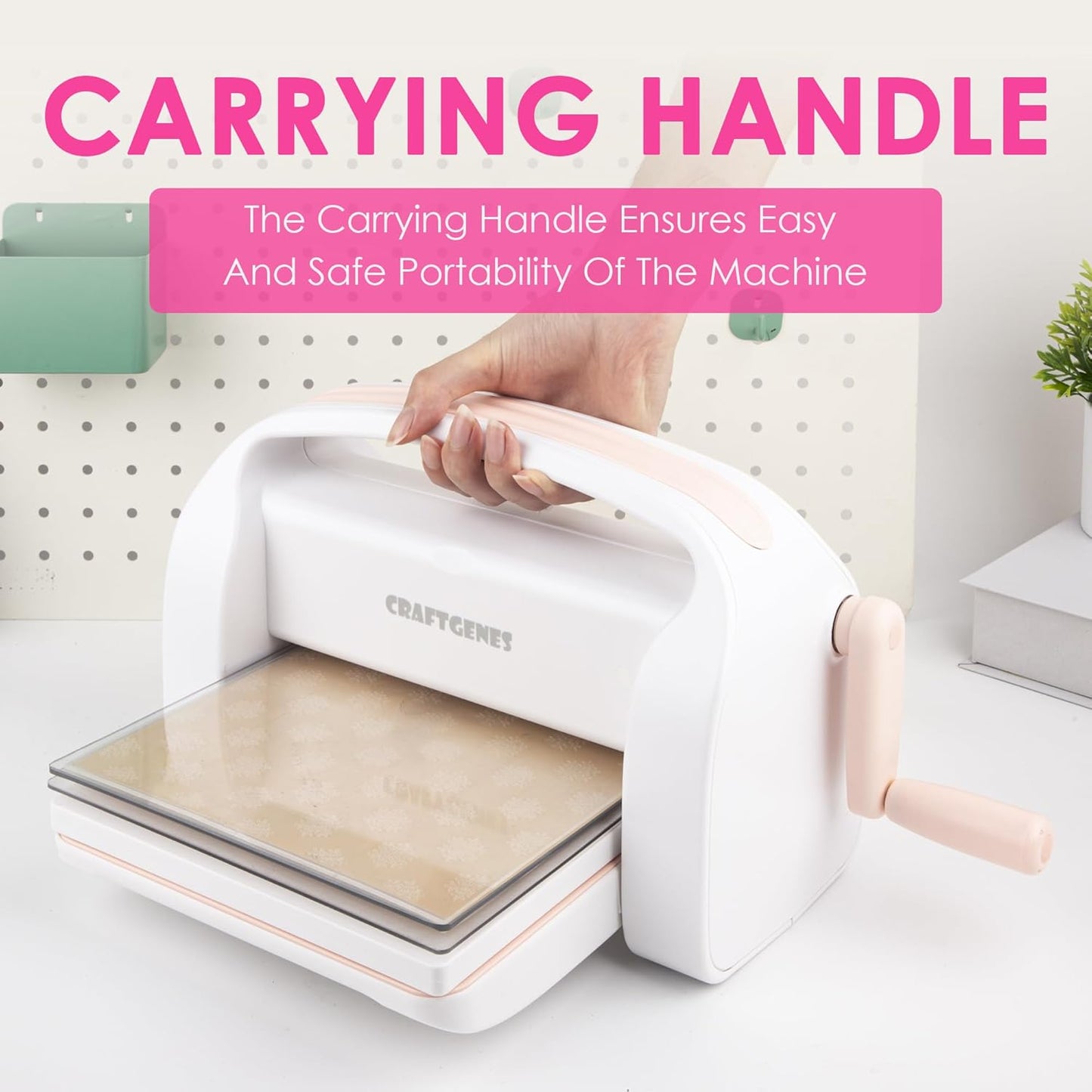 Manual Die Cutting Machine and Embossing Machine, 9'' Opening Size for Cardmaking, Scrapbooking, and DIY Crafts – Foldable Complete Set with A4 Die Cuts, Embossing Folders, and Plates(Pink)