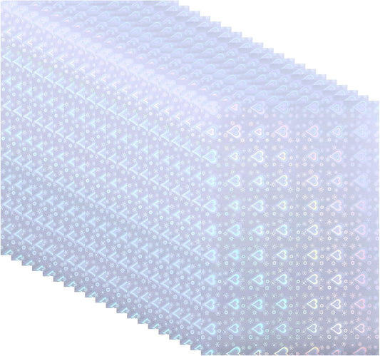 PATIKIL 8.3x5.8" Holographic Sticker Paper, 20Sheets A5 Polypropylene Self-Adhesive Transparent Waterproof Laminate Overlay Film for Photo Cards Scrapbook Decorations, Heart