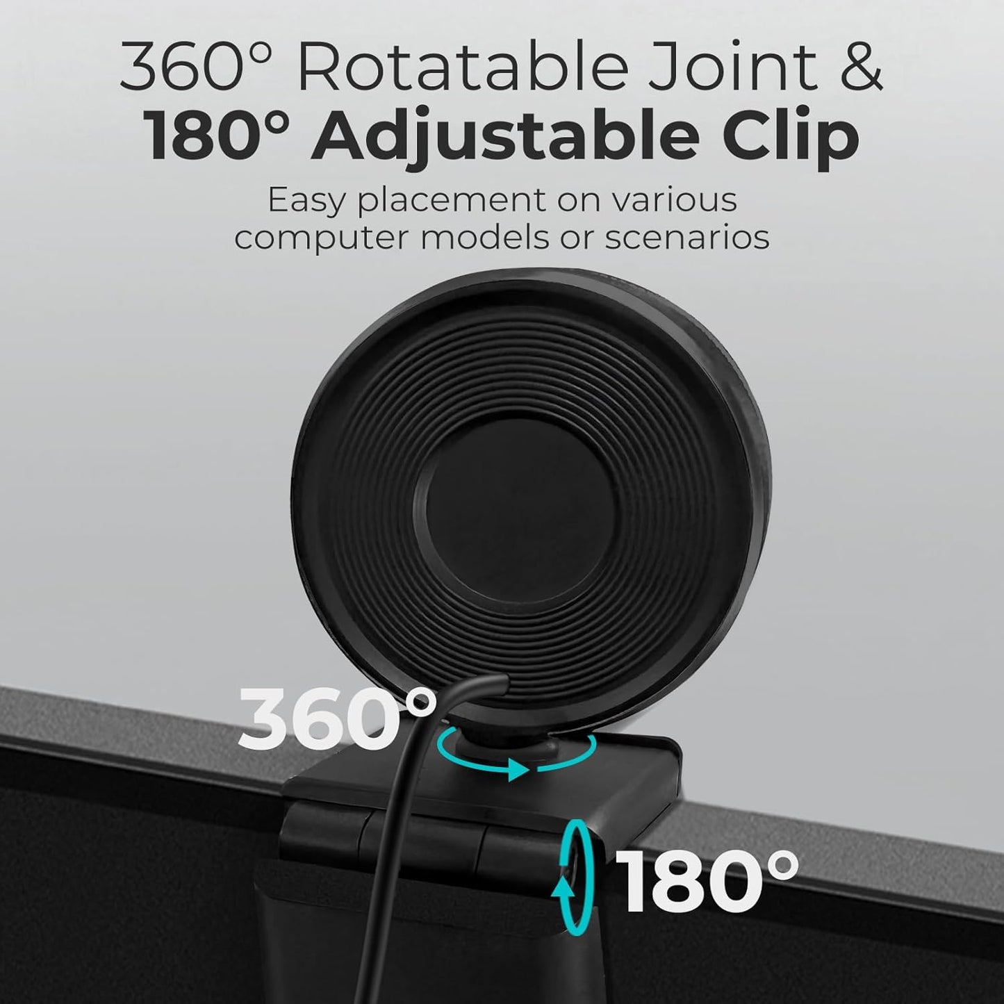 2K Webcam for PC with Microphone & Light & Privacy Cover, Web Camera for Desktop Computer/Laptop/Monitor/Mac, USB Streaming Camera for Zoom/Skype/Teams/Video Calling/Studying and Conference