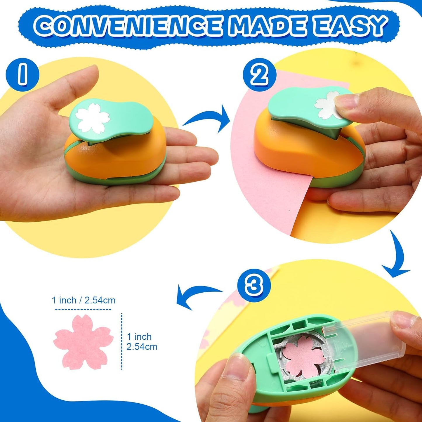 Harloon 10 Pcs Craft Hole Punch Shapes 1 Inch Paper Punch Hole Mix Shapes Cutters for Paper Crafting Scrapbooking Kids Teacher Office Supplies(Cute)