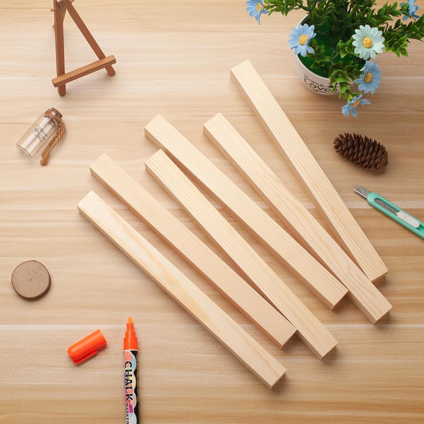 Square Wooden Dowel Rods, 6 PCS 1" x 12" Square Wood Dowel Rods Wooden Sticks for Crafts, Unfinished Hardwood Sticks Wood Strips for Woodworking, Crafting, Arts and DIYers, Home Decor, Model Making