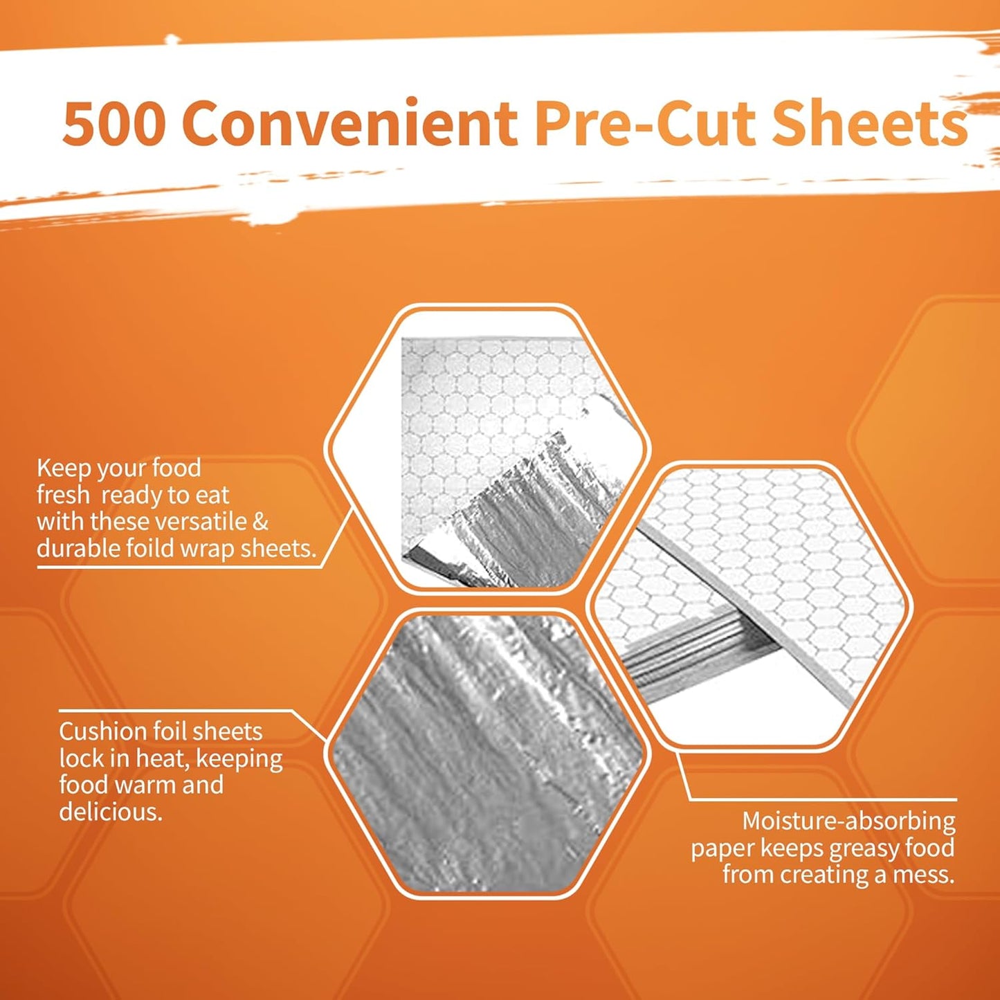 Insulation Sandwich Wrapping Paper Aluminum Foil Sheets - [500 Pack] - (14" x 10.3") - Aluminum Foil Sandwich Wrap Sheets For Sandwich Wraps, Burritos and BBQ