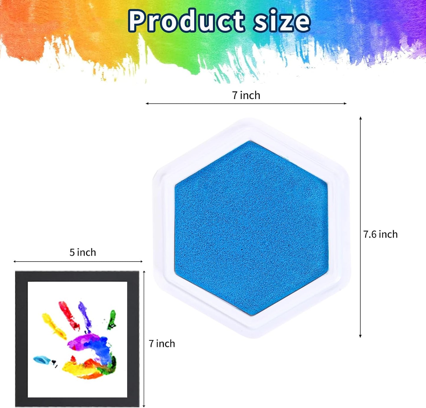 MoloTAR Craft Large Ink Pad Stamps Partner DIY Color,8 Colors Hexagon Rainbow Finger Ink pad for Kids