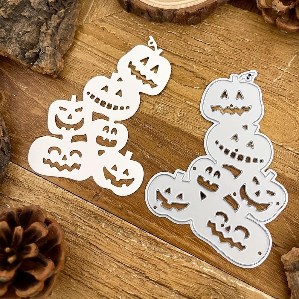 Lapoo Festivals Metal Cutting Die for Scrapbooking - Durable, Cut Stencils for DIY Scrapbook Photo Album Decorative Paper Card, Card Making Supplies (A Bunch of Halloween Pumpkins 2.3 x 3.3 in)