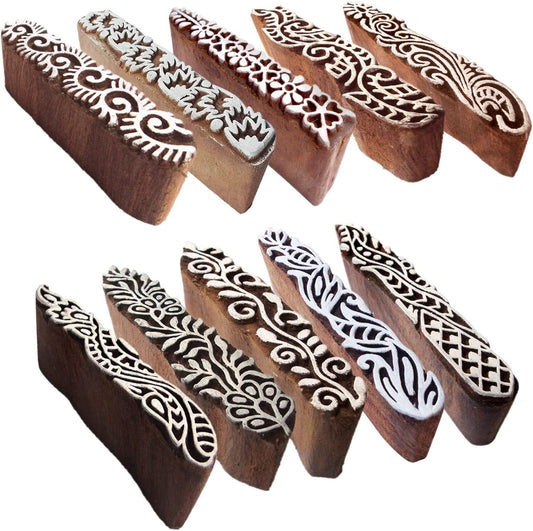 Clay Printing Stamps Urban Border Design Wood Blocks (Set of 10) Htag2157