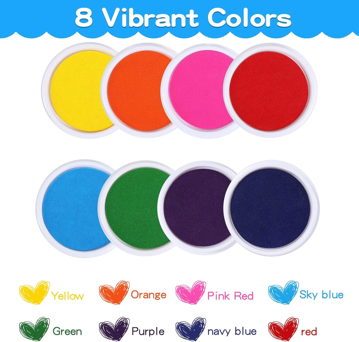 MoloTAR Craft Large Ink Pad Stamps Partner Diy Color,8 Colors Rainbow Finger Ink pad for kids (pack of 8)