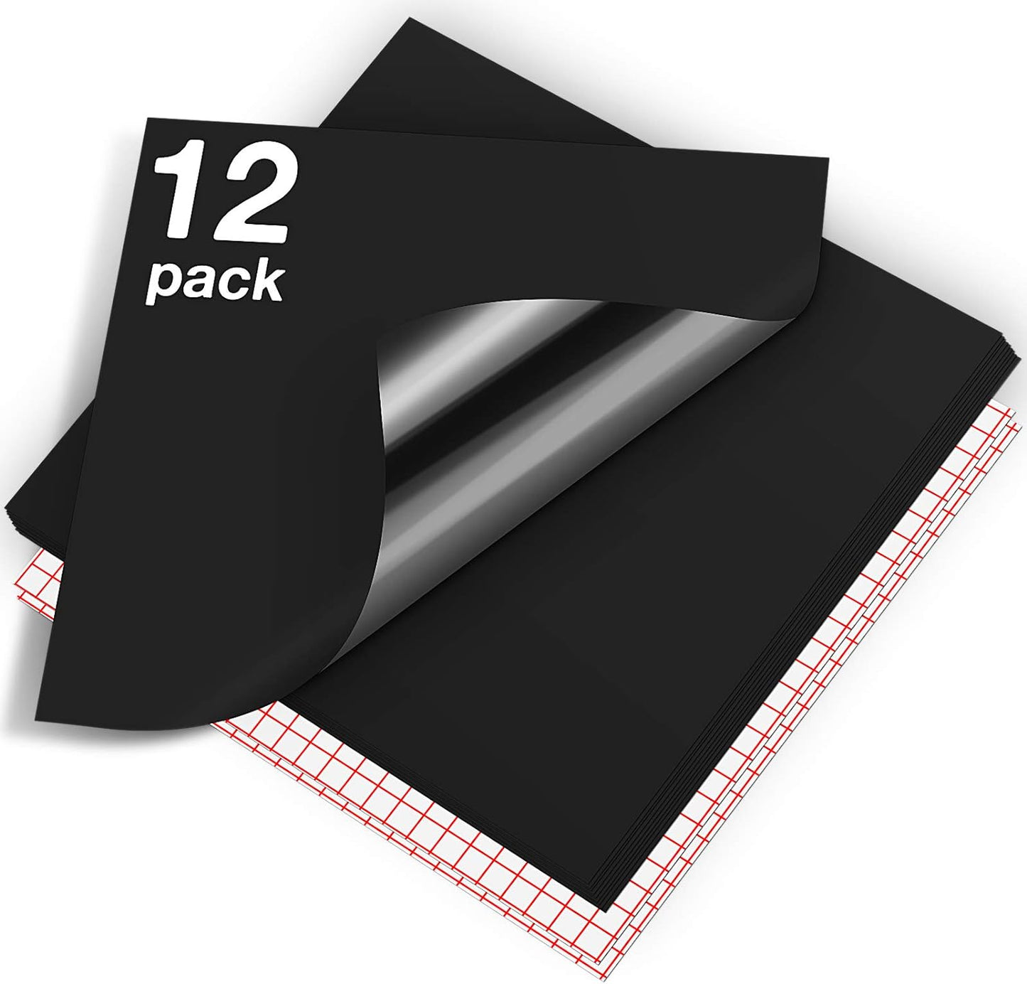 HTVRONT Black Permanent Vinyl, 12 Pack Black Vinyl for Cutting Machine - 10 Permanent Sheets 12" x 12"& 2 Transfer Tape Sheets for Party Decoration, Sticker, Craft Cutter, Car Decal (Matte)