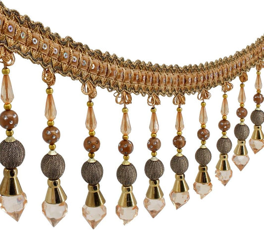 3yards Beading Fringe Trimming Long Beads Tassel Curtain Trim Ribbon Trim for Cover Edge Decorative (Orange)