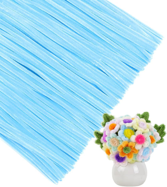 IOOLEEM Pipe Cleaners, 200pcs Pastel Blue, Flower Making Arts and Craft Supplies, Ideas for Art Project Activity.