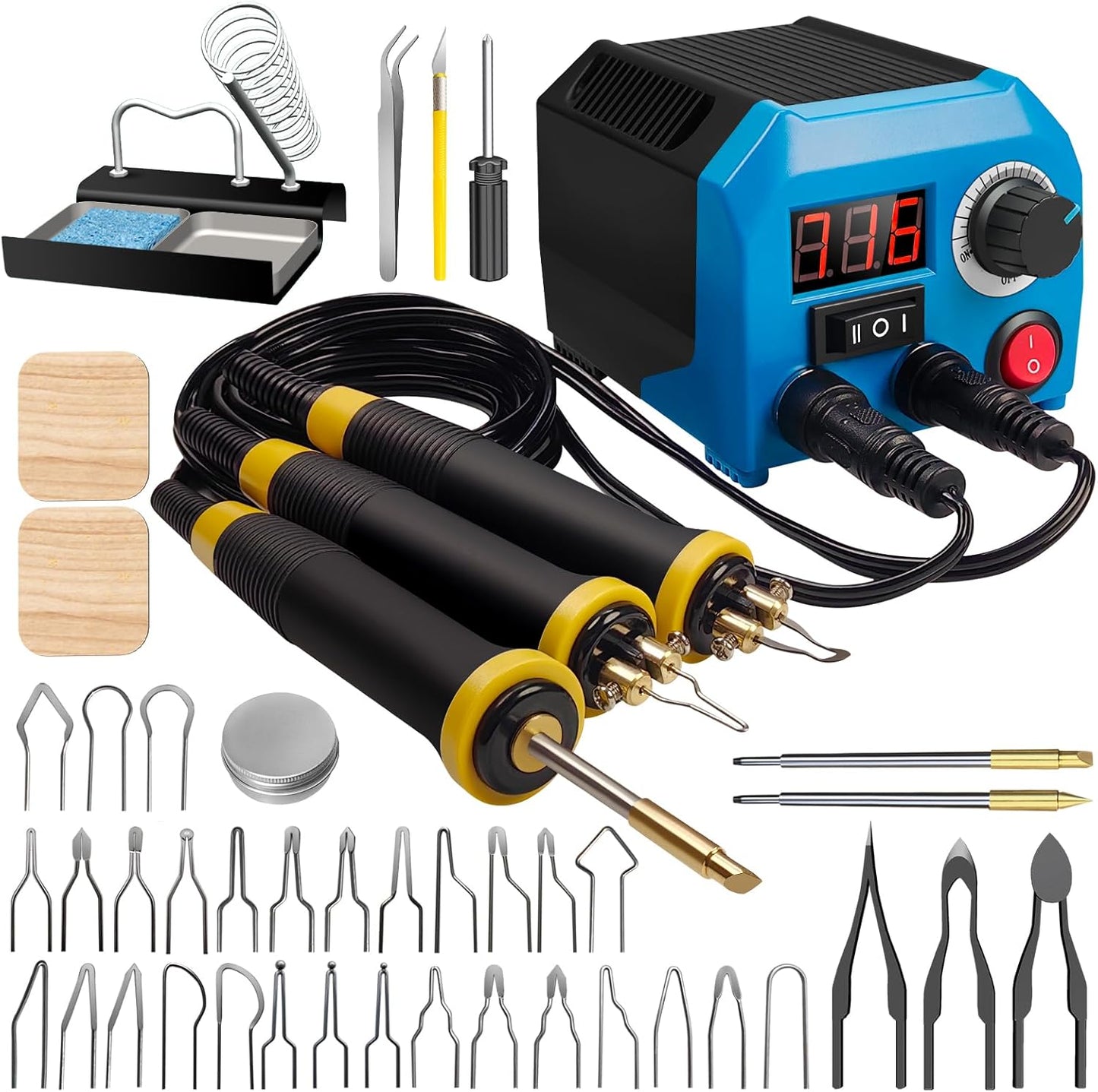 LH55-Z2-NS3 wood burning pen Wood Burning Tool Pen 200~750℃, Wood Burning kit with Digital Thermometer,3 pyrographic Wood Burning pens, 3 solid copper pen tips, 33 Wood Burning Pen Tips