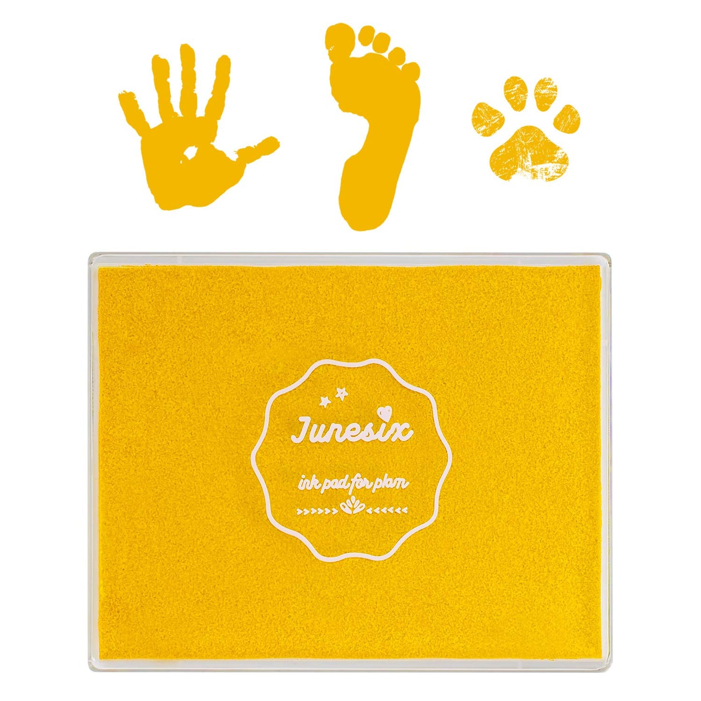 Ink Pad, 5x4'' Washable Non-Toxic Ink Stamp Pad for Baby Footprint Handprint, Yellow